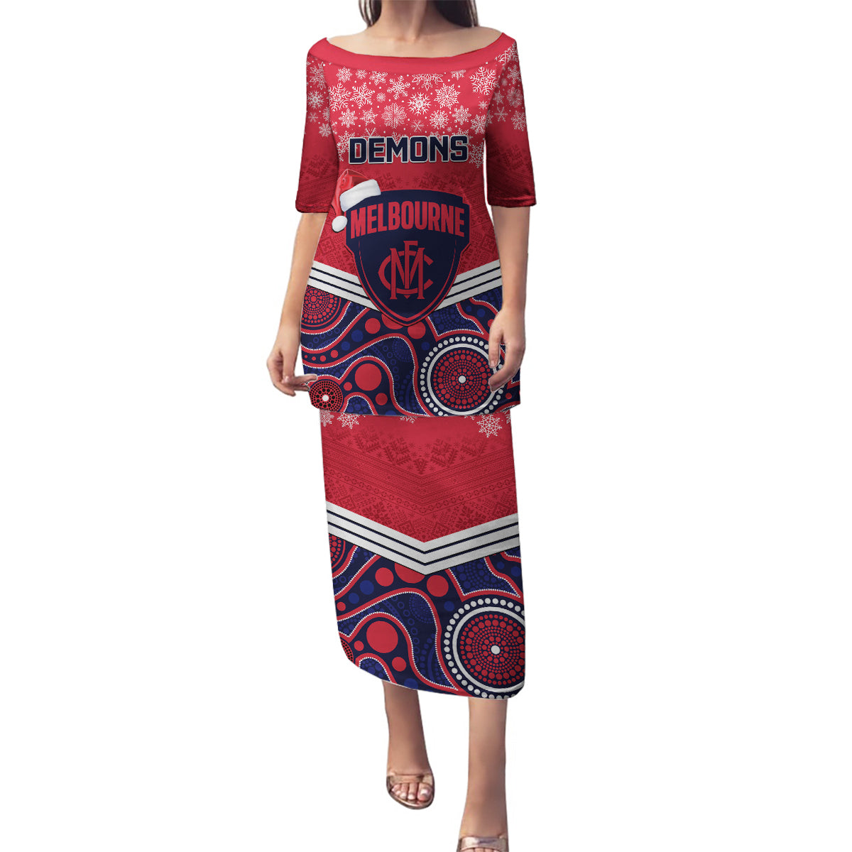 custom-melbourne-football-christmas-family-matching-puletasi-dress-and-hawaiian-shirt-merry-xmas-2023-mix-aboriginal-art