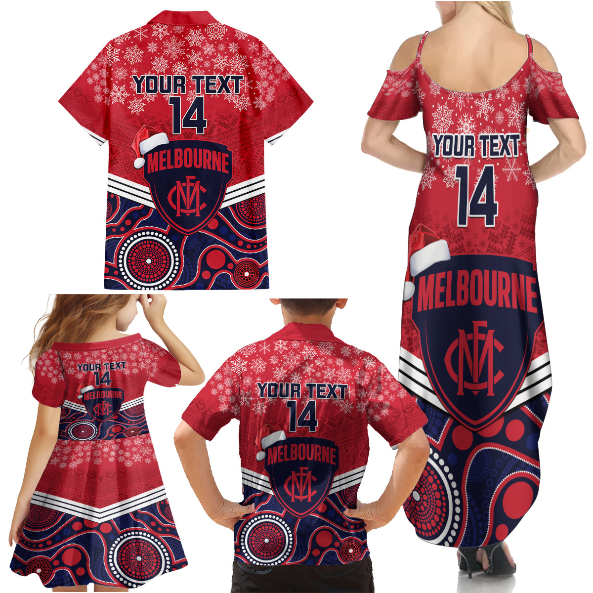 custom-melbourne-football-christmas-family-matching-summer-maxi-dress-and-hawaiian-shirt-merry-xmas-2023-mix-aboriginal-art