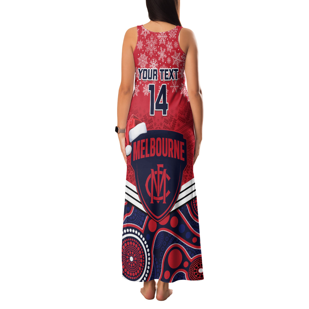 custom-melbourne-football-christmas-family-matching-tank-maxi-dress-and-hawaiian-shirt-merry-xmas-2023-mix-aboriginal-art