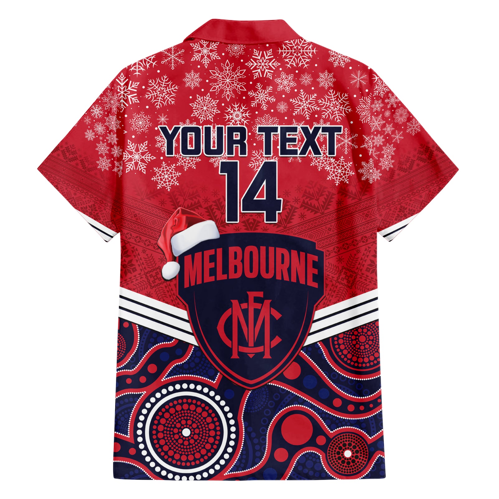 Custom Melbourne Football Christmas Hawaiian Shirt Merry Xmas 2023 Mix Aboriginal Art - Vibe Hoodie Shop