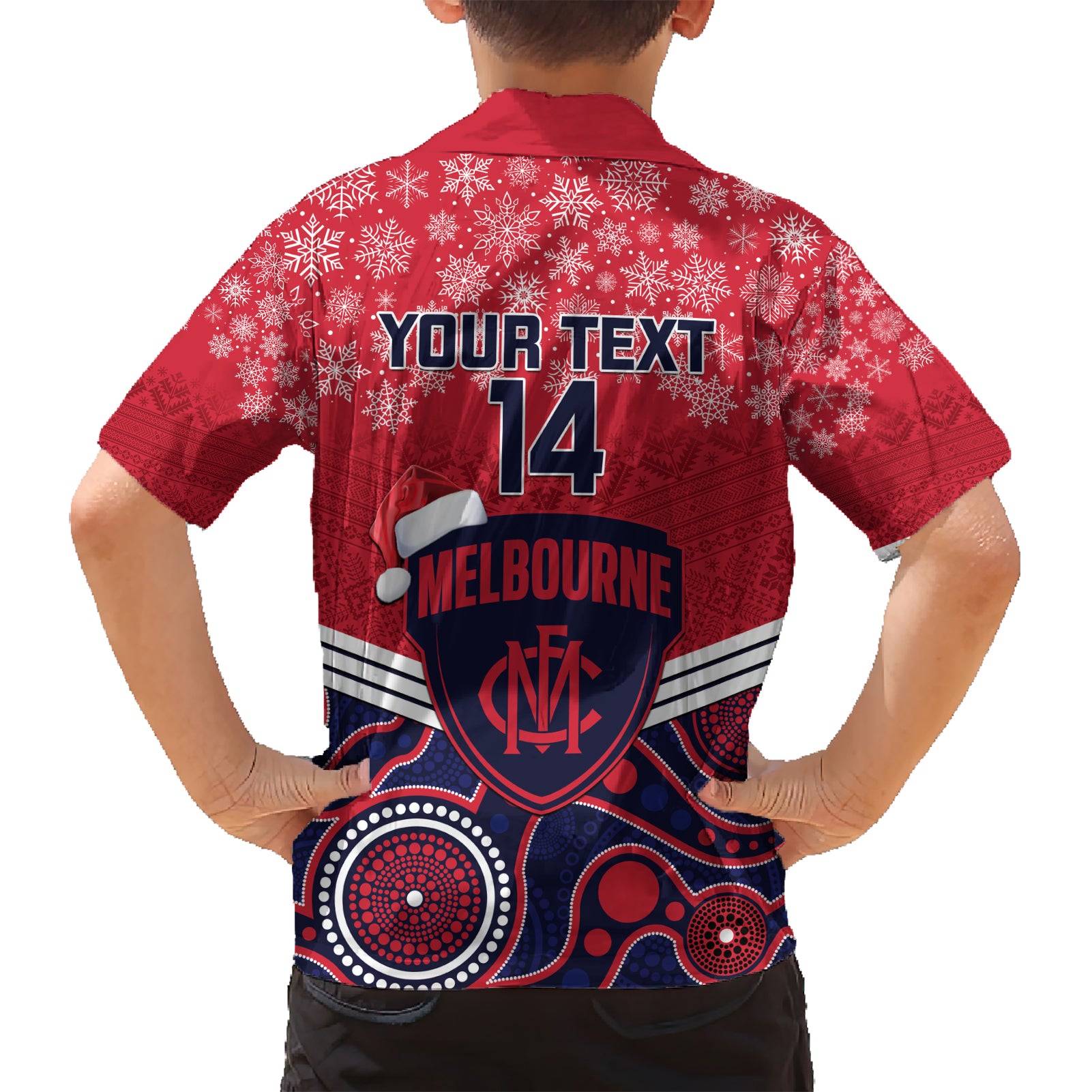 Custom Melbourne Football Christmas Hawaiian Shirt Merry Xmas 2023 Mix Aboriginal Art - Vibe Hoodie Shop
