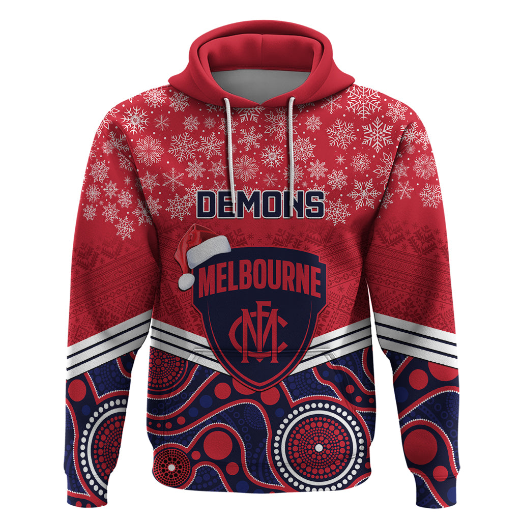Custom Melbourne Football Christmas Hoodie Merry Xmas 2023 Mix Aboriginal Art - Vibe Hoodie Shop
