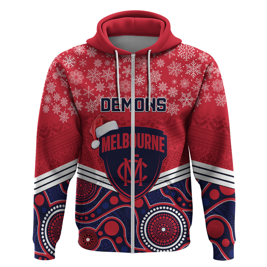 Custom Melbourne Football Christmas Hoodie Merry Xmas 2023 Mix Aboriginal Art - Vibe Hoodie Shop