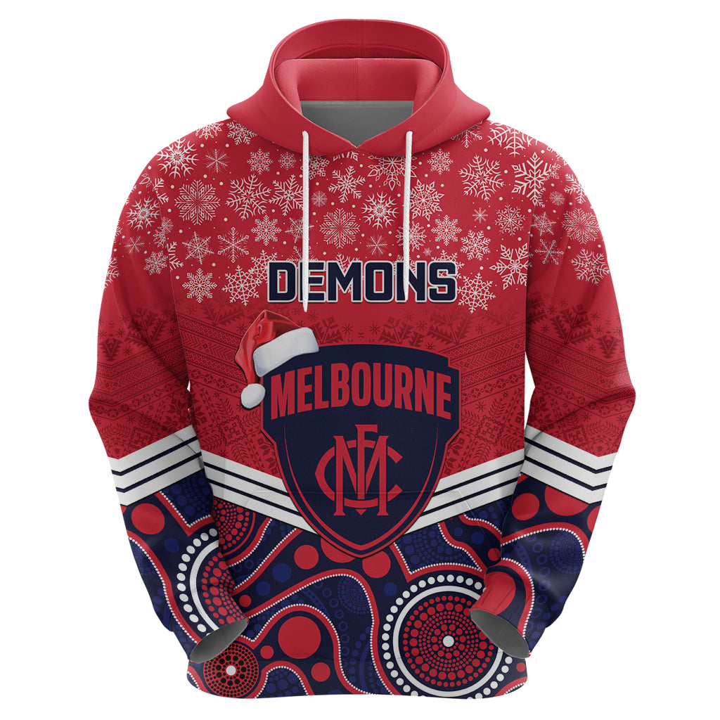 Custom Melbourne Football Christmas Hoodie Merry Xmas 2023 Mix Aboriginal Art - Vibe Hoodie Shop