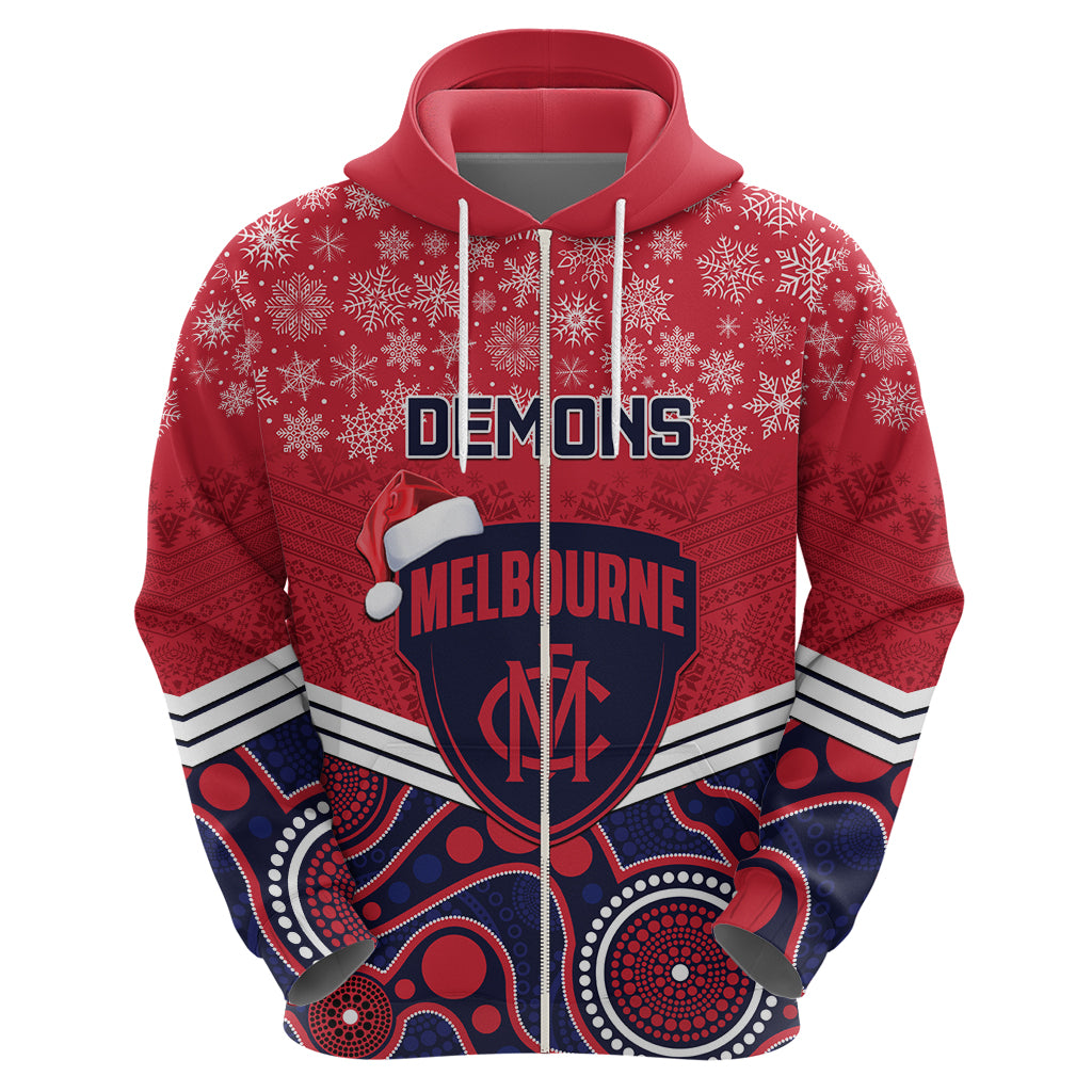 Custom Melbourne Football Christmas Hoodie Merry Xmas 2023 Mix Aboriginal Art - Vibe Hoodie Shop