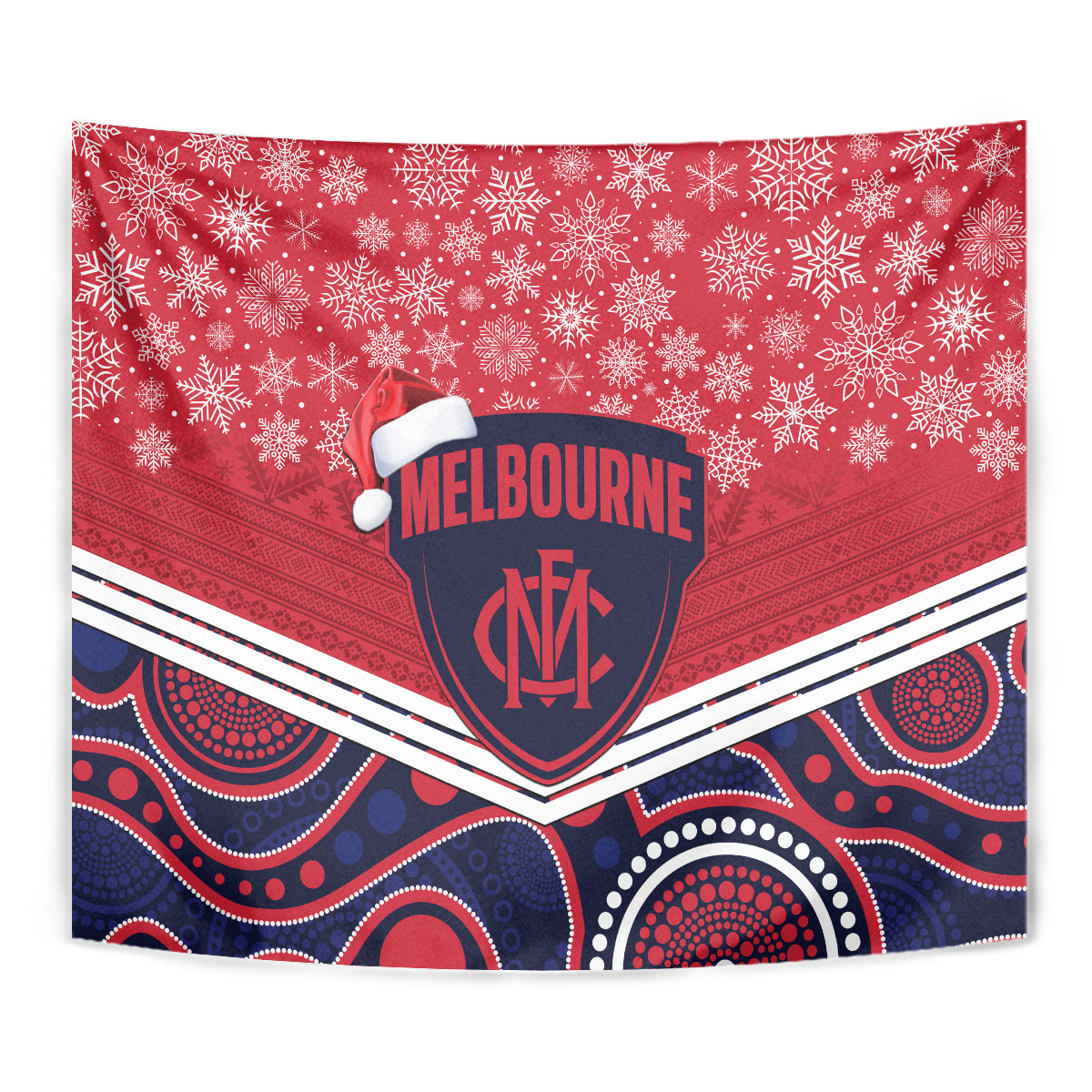 Custom Melbourne Football Christmas Tapestry Merry Xmas 2023 Mix Aboriginal Art - Vibe Hoodie Shop