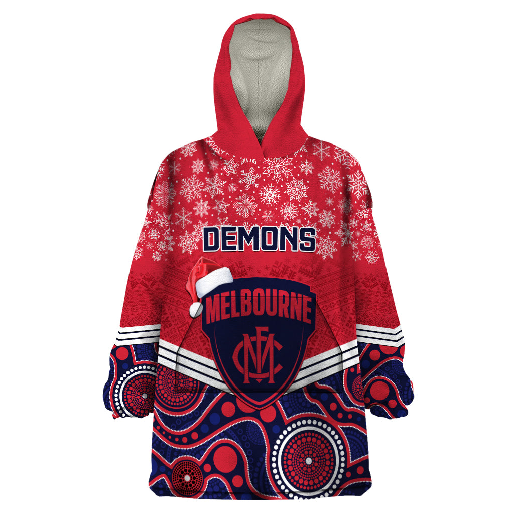 Custom Melbourne Football Christmas Wearable Blanket Hoodie Merry Xmas 2023 Mix Aboriginal Art - Vibe Hoodie Shop