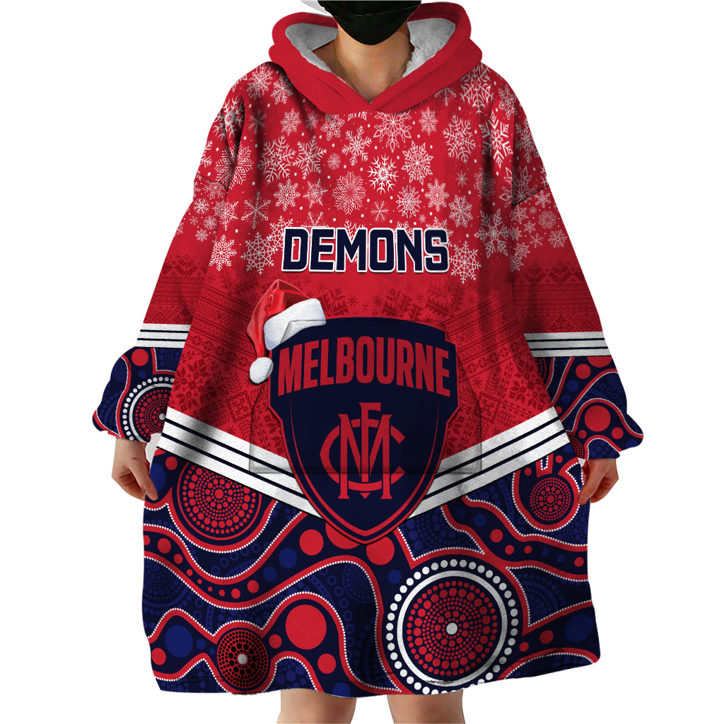 Custom Melbourne Football Christmas Wearable Blanket Hoodie Merry Xmas 2023 Mix Aboriginal Art - Vibe Hoodie Shop