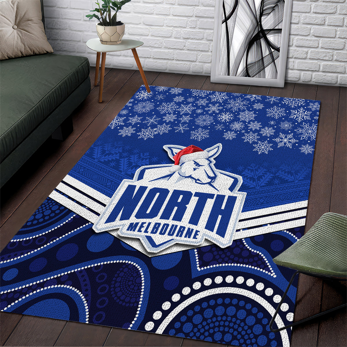 North Melbourne Football Christmas Area Rug Merry Xmas 2023 Mix Aboriginal Art - Vibe Hoodie Shop