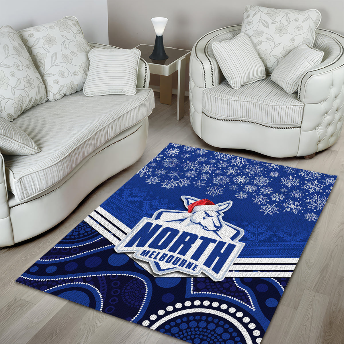 North Melbourne Football Christmas Area Rug Merry Xmas 2023 Mix Aboriginal Art - Vibe Hoodie Shop