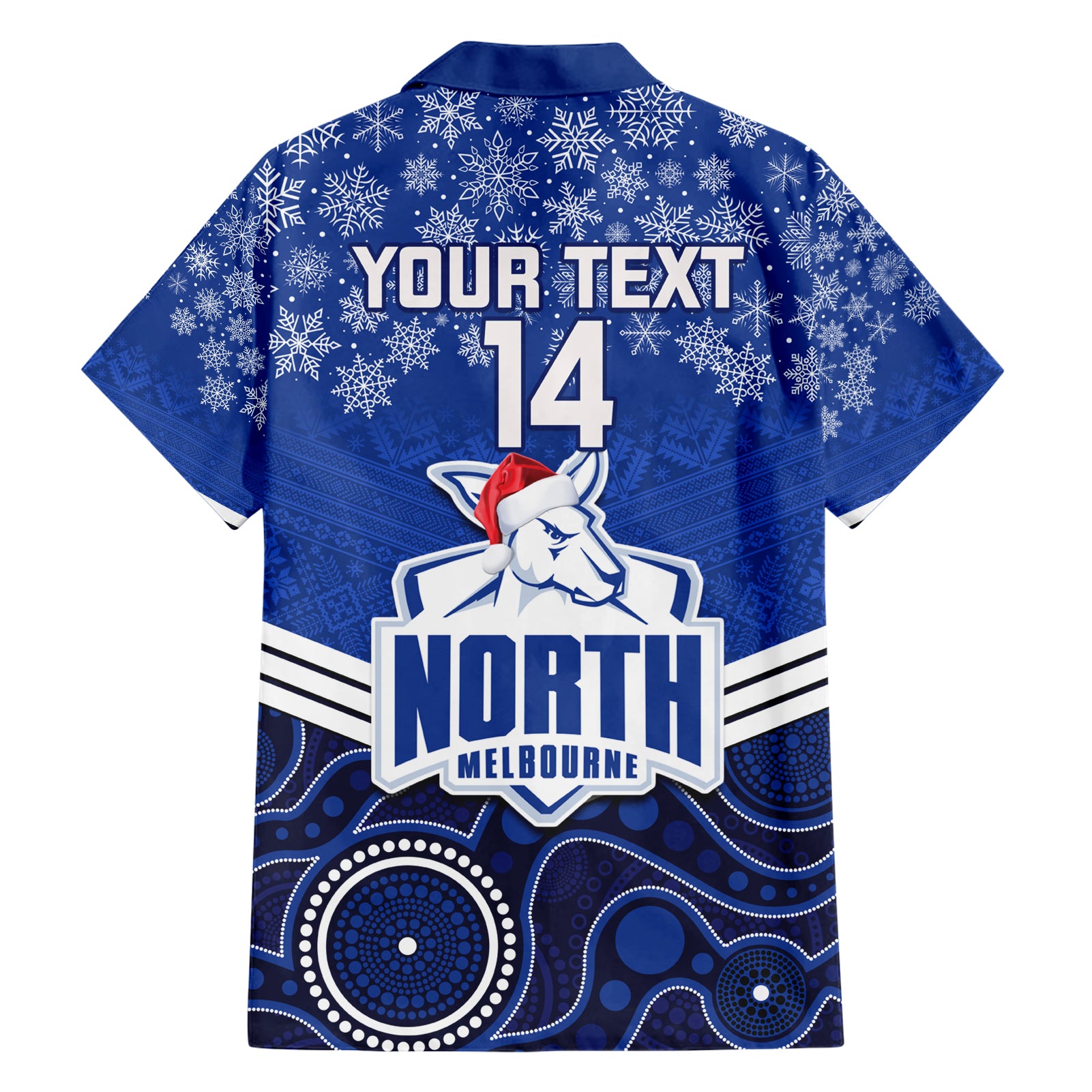 Custom North Melbourne Football Christmas Hawaiian Shirt Merry Xmas 2023 Mix Aboriginal Art - Vibe Hoodie Shop