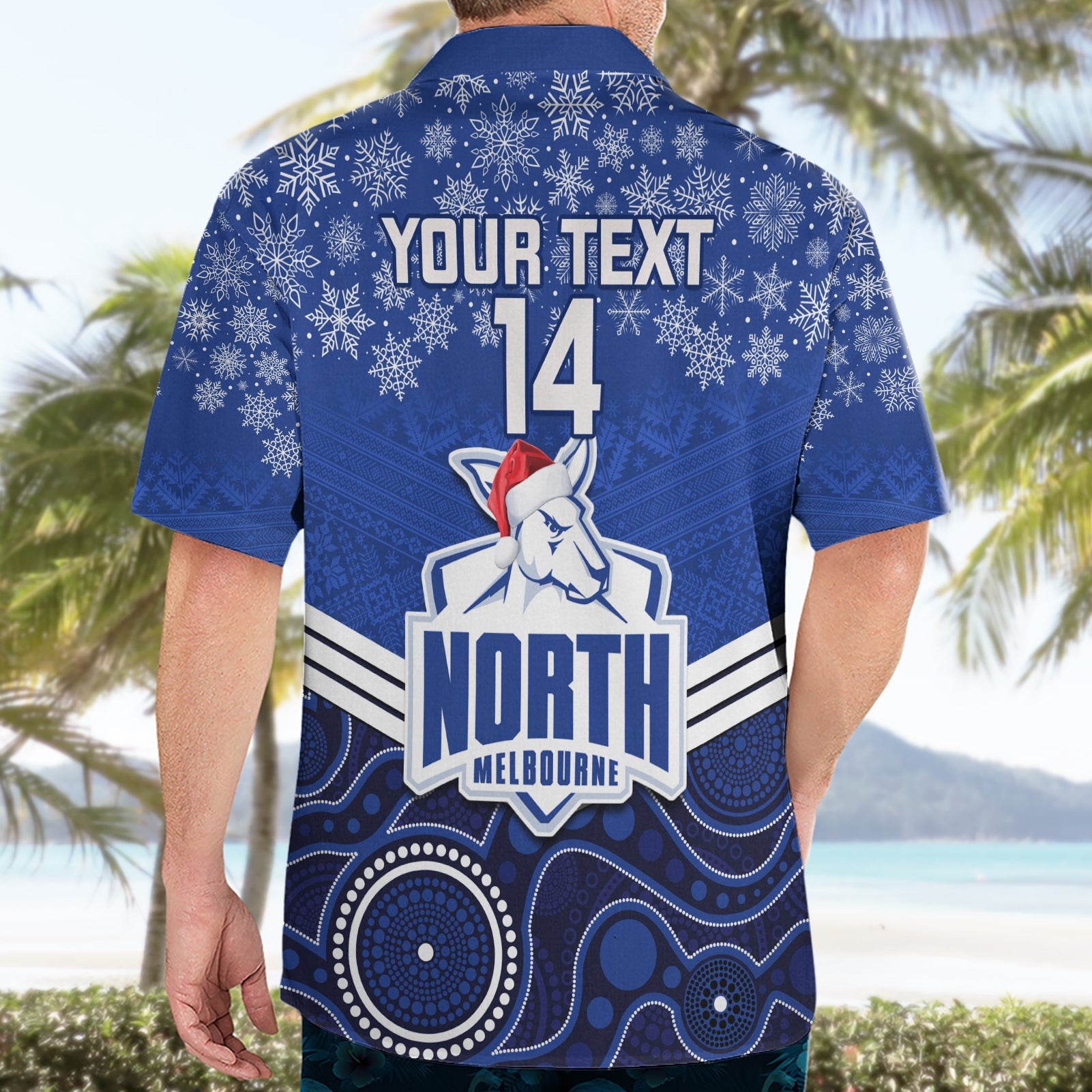 Custom North Melbourne Football Christmas Hawaiian Shirt Merry Xmas 2023 Mix Aboriginal Art - Vibe Hoodie Shop