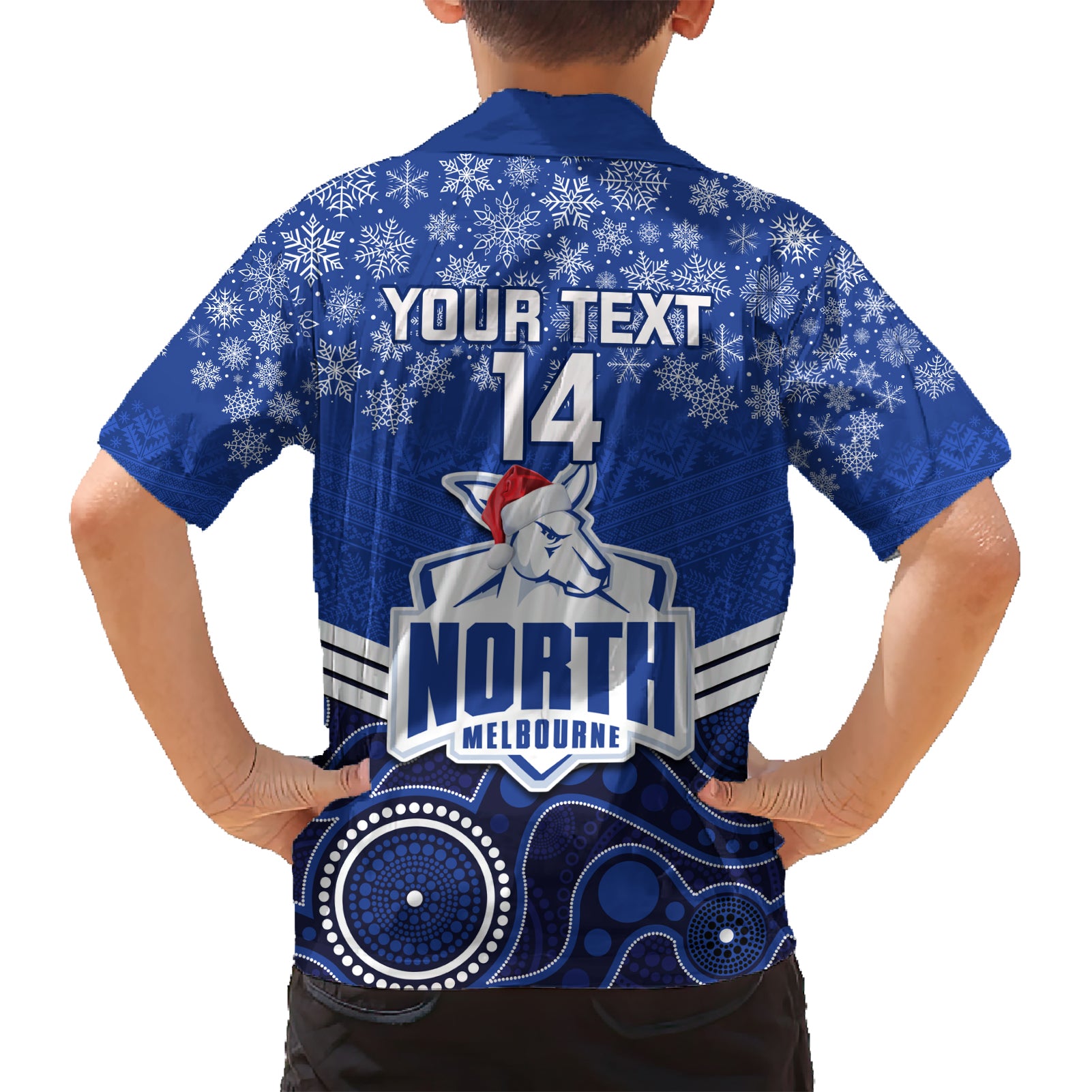 Custom North Melbourne Football Christmas Hawaiian Shirt Merry Xmas 2023 Mix Aboriginal Art - Vibe Hoodie Shop