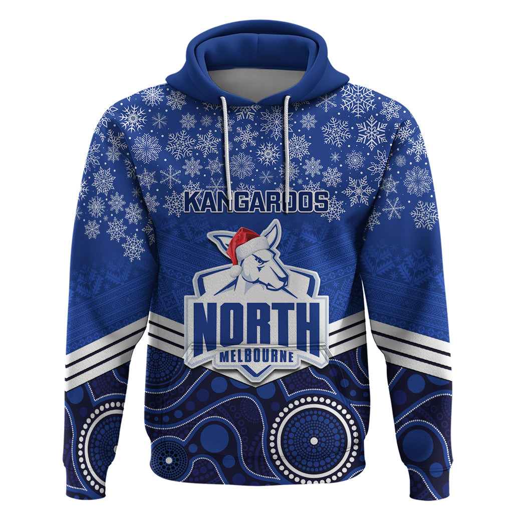 Custom North Melbourne Football Christmas Hoodie Merry Xmas 2023 Mix Aboriginal Art - Vibe Hoodie Shop