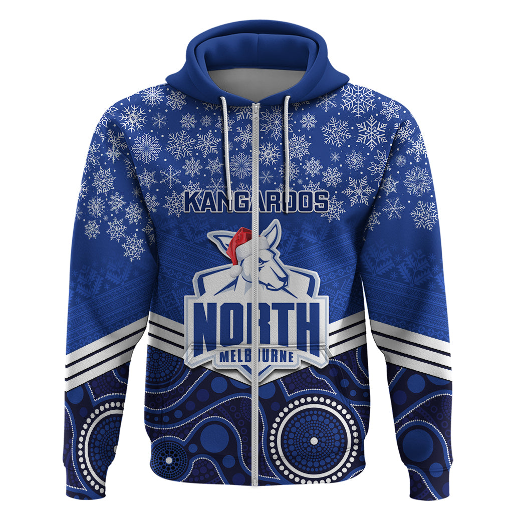 Custom North Melbourne Football Christmas Hoodie Merry Xmas 2023 Mix Aboriginal Art - Vibe Hoodie Shop