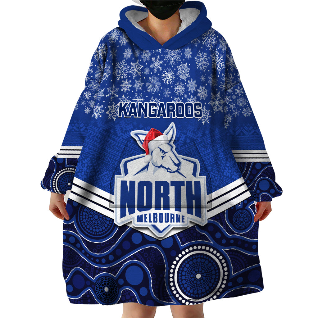 Custom North Melbourne Football Christmas Wearable Blanket Hoodie Merry Xmas 2023 Mix Aboriginal Art - Vibe Hoodie Shop