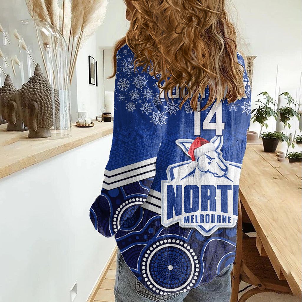 Custom North Melbourne Football Christmas Women Casual Shirt Merry Xmas 2023 Mix Aboriginal Art - Vibe Hoodie Shop