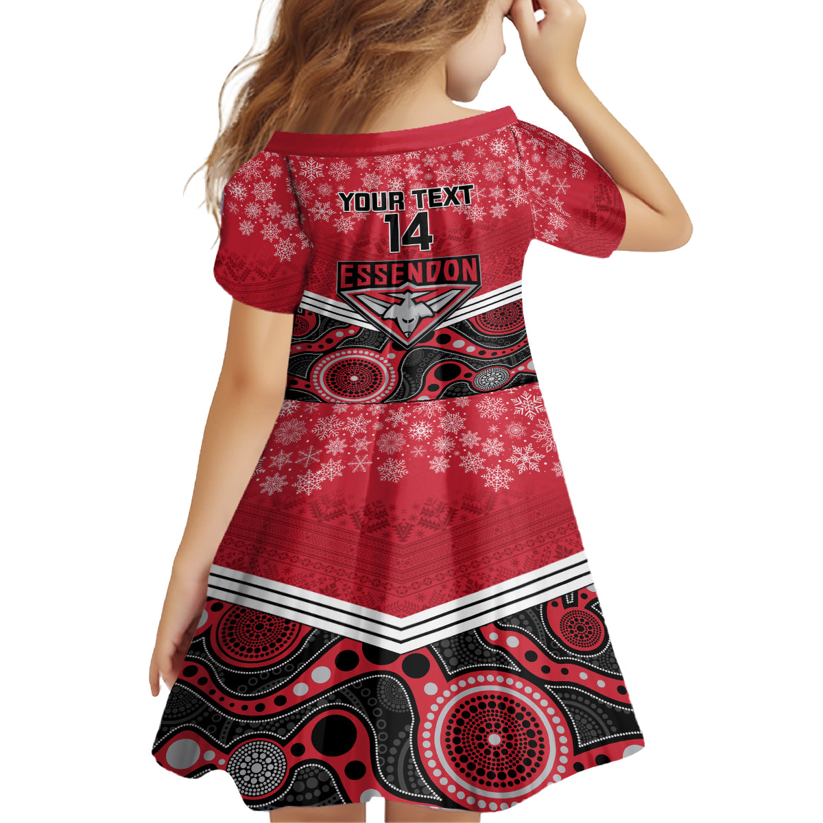 custom-essendon-football-christmas-family-matching-long-sleeve-bodycon-dress-and-hawaiian-shirt-merry-xmas-2023-mix-aboriginal-art