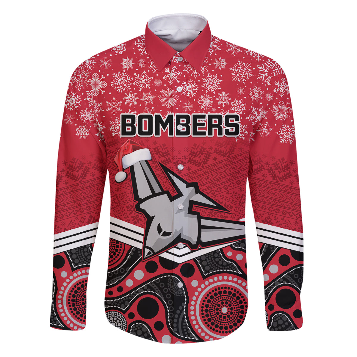 custom-essendon-football-christmas-family-matching-long-sleeve-bodycon-dress-and-hawaiian-shirt-merry-xmas-2023-mix-aboriginal-art