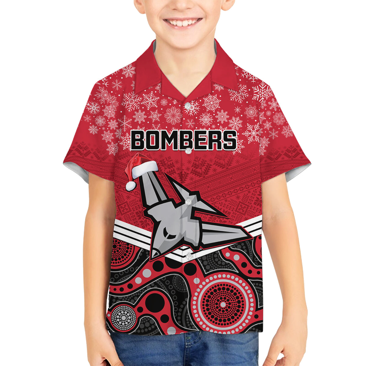 custom-essendon-football-christmas-family-matching-off-shoulder-long-sleeve-dress-and-hawaiian-shirt-merry-xmas-2023-mix-aboriginal-art