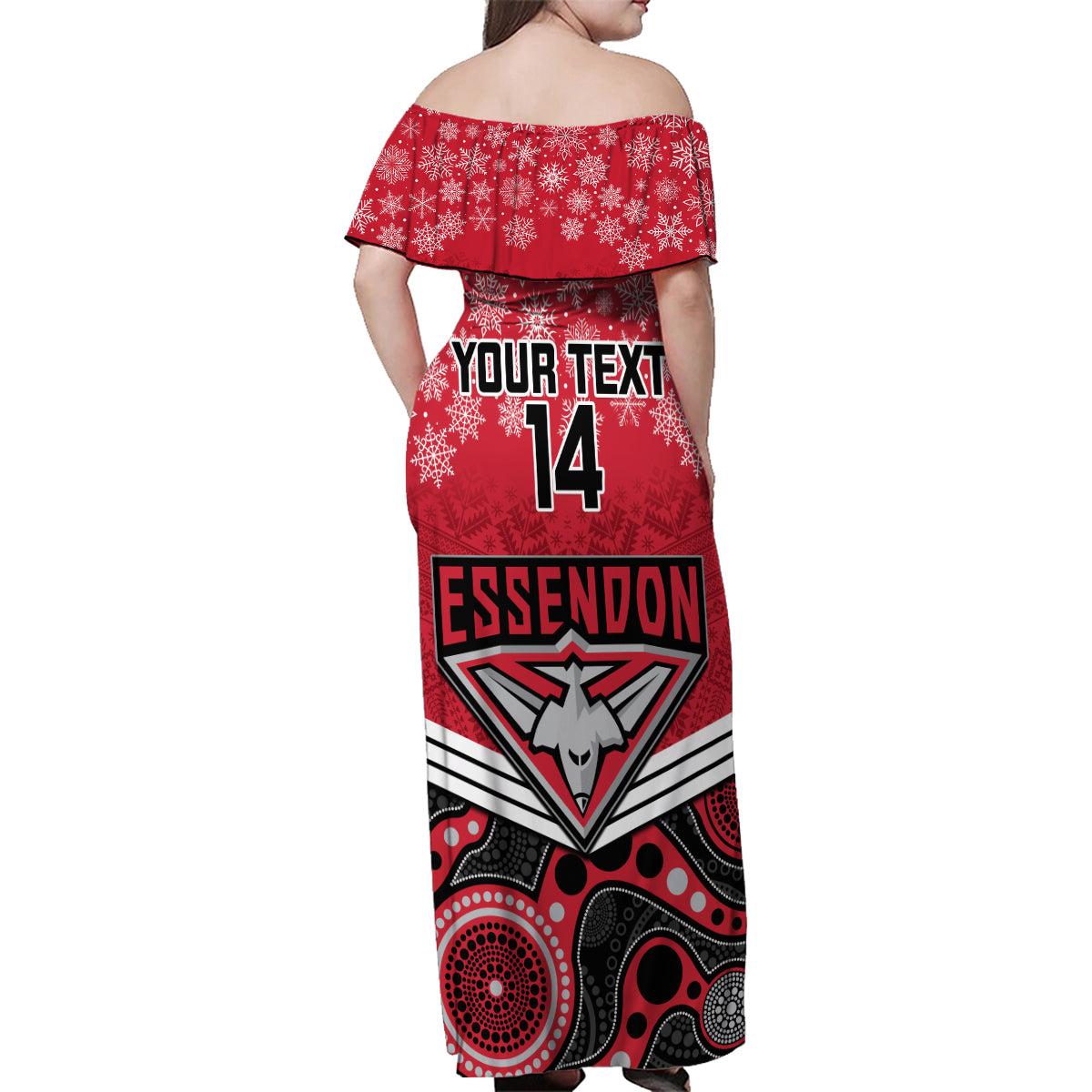 custom-essendon-football-christmas-family-matching-off-shoulder-maxi-dress-and-hawaiian-shirt-merry-xmas-2023-mix-aboriginal-art