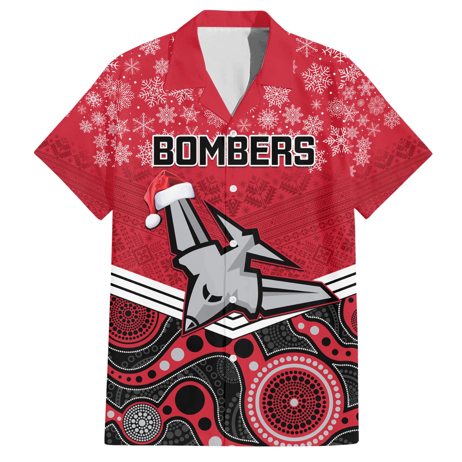 custom-essendon-football-christmas-family-matching-short-sleeve-bodycon-dress-and-hawaiian-shirt-merry-xmas-2023-mix-aboriginal-art