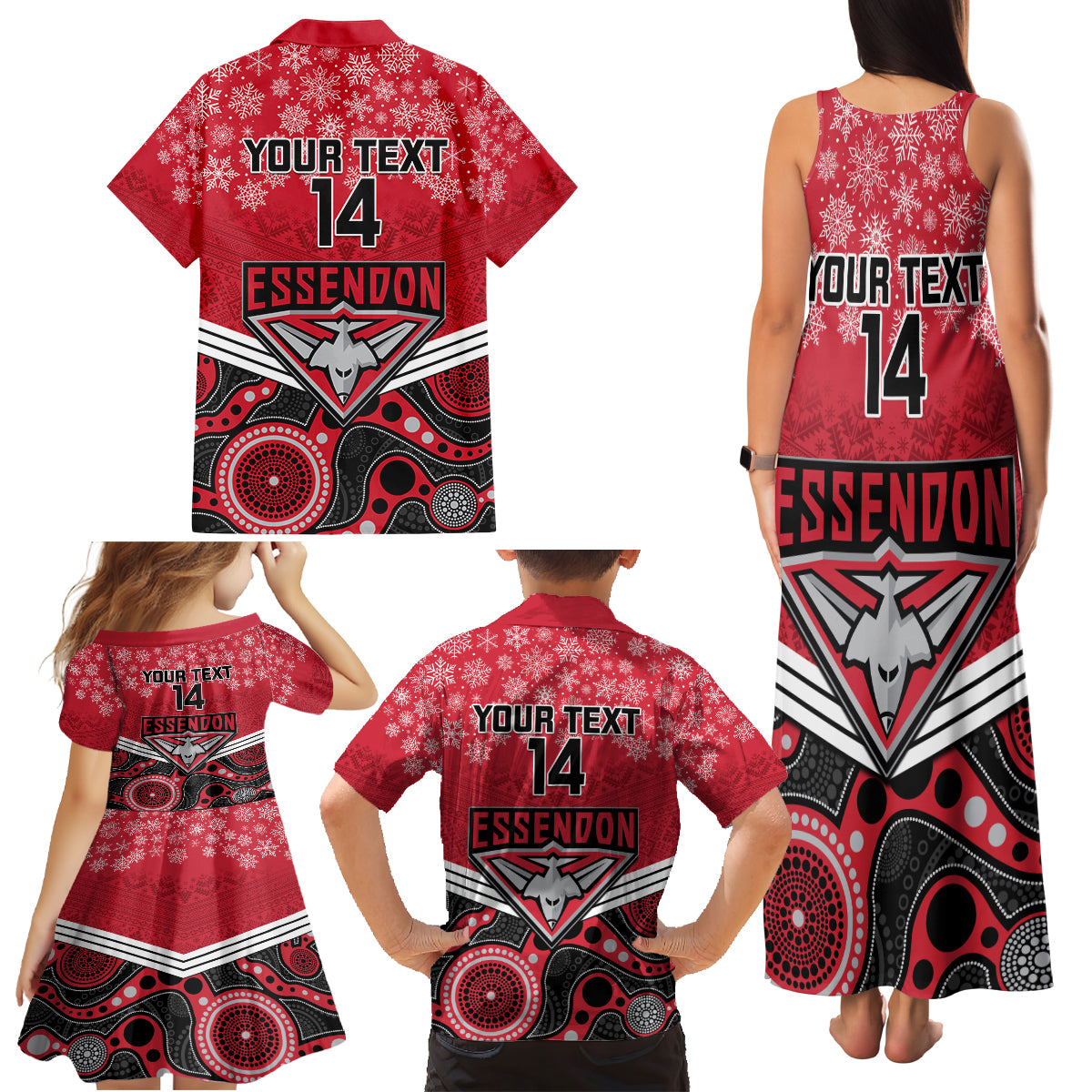 custom-essendon-football-christmas-family-matching-tank-maxi-dress-and-hawaiian-shirt-merry-xmas-2023-mix-aboriginal-art