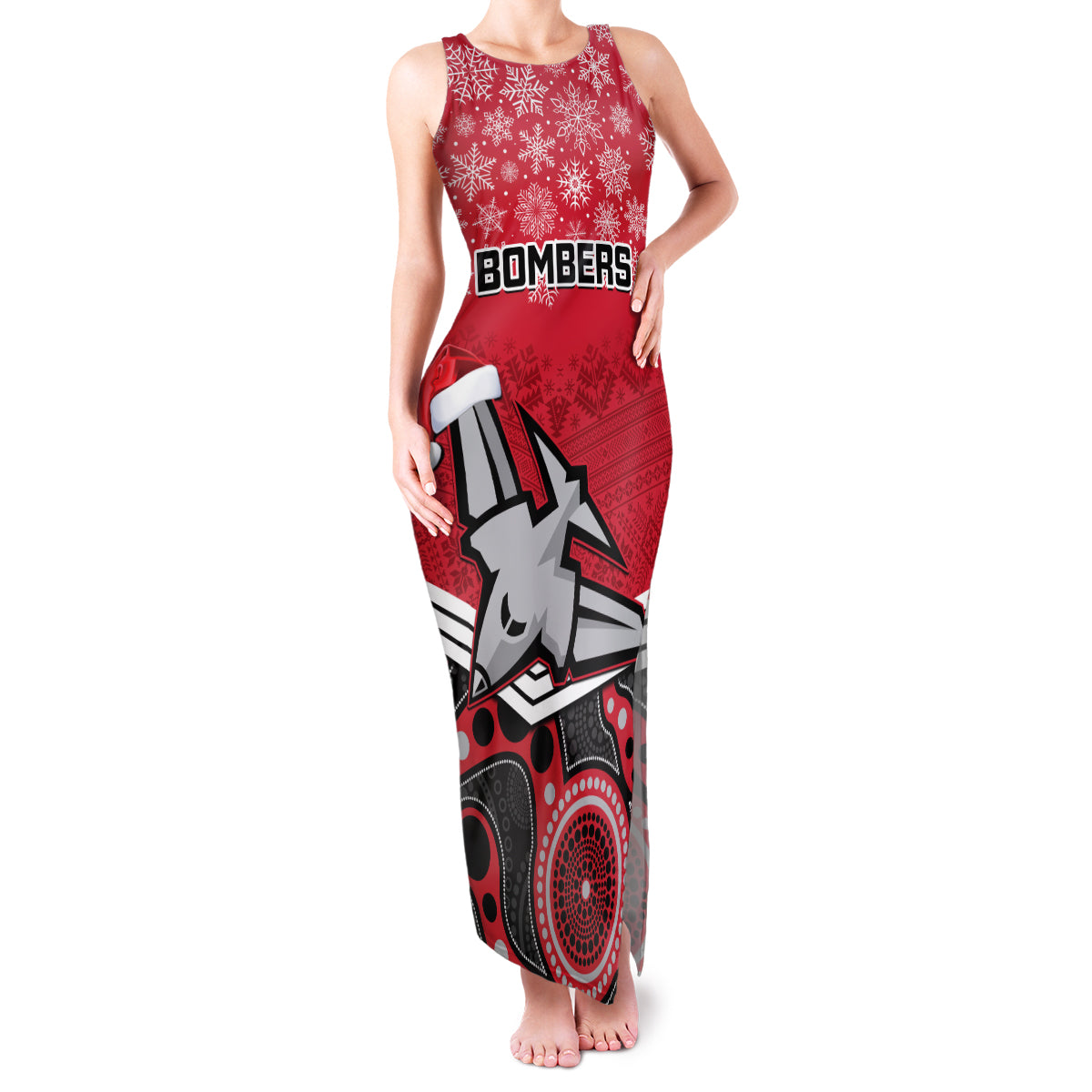 custom-essendon-football-christmas-family-matching-tank-maxi-dress-and-hawaiian-shirt-merry-xmas-2023-mix-aboriginal-art