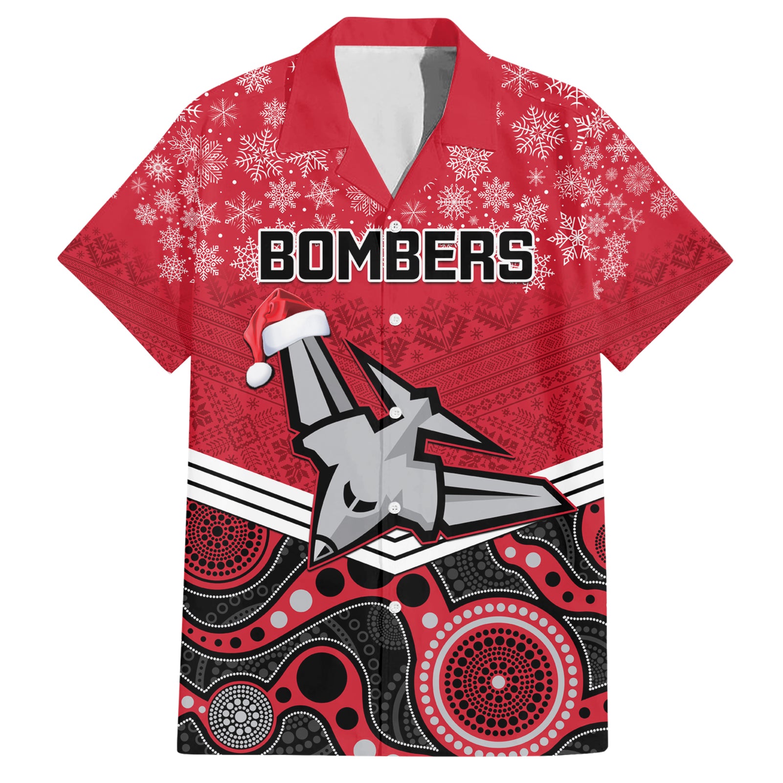 Custom Essendon Football Christmas Hawaiian Shirt Merry Xmas 2023 Mix Aboriginal Art - Vibe Hoodie Shop