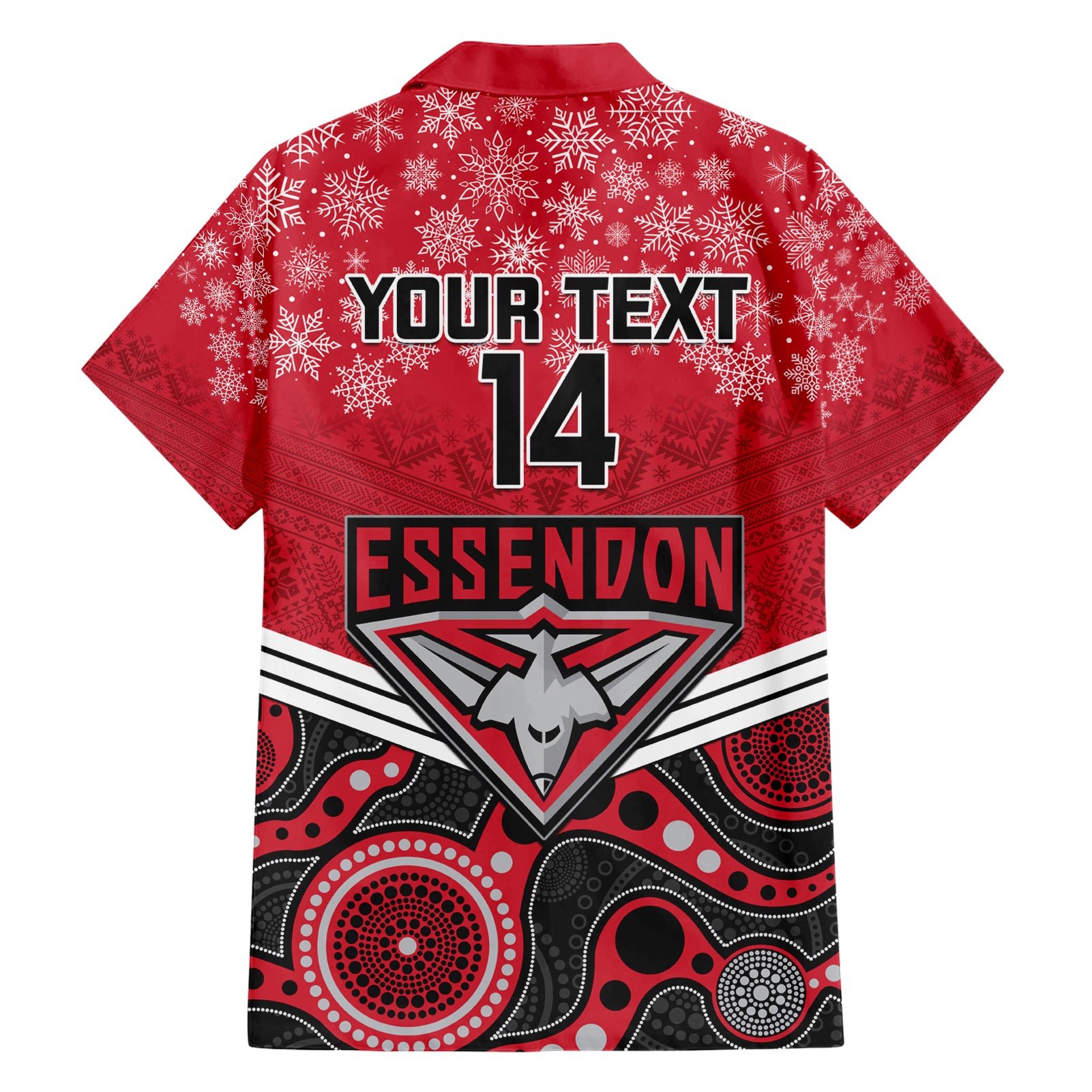 Custom Essendon Football Christmas Hawaiian Shirt Merry Xmas 2023 Mix Aboriginal Art - Vibe Hoodie Shop