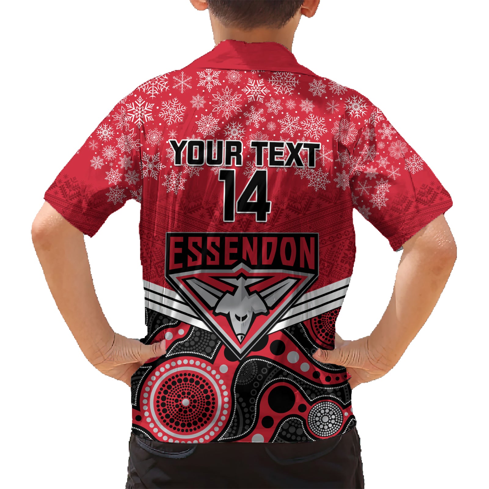 Custom Essendon Football Christmas Hawaiian Shirt Merry Xmas 2023 Mix Aboriginal Art - Vibe Hoodie Shop