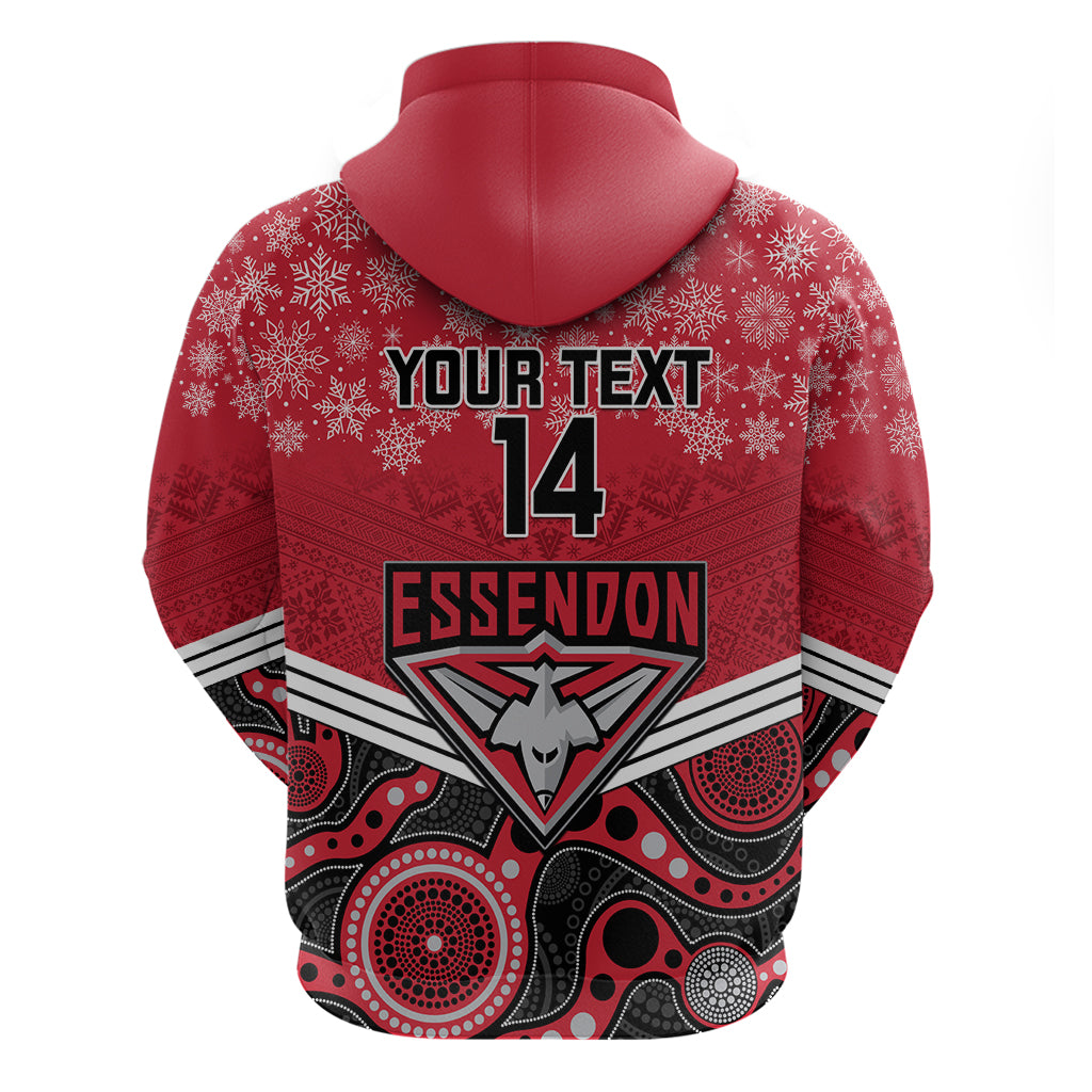 Custom Essendon Football Christmas Hoodie Merry Xmas 2023 Mix Aboriginal Art - Vibe Hoodie Shop