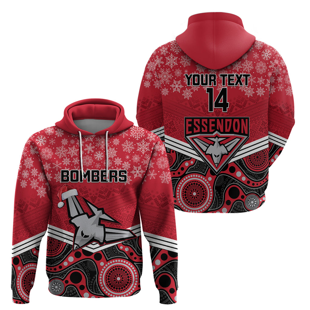 Custom Essendon Football Christmas Hoodie Merry Xmas 2023 Mix Aboriginal Art - Vibe Hoodie Shop