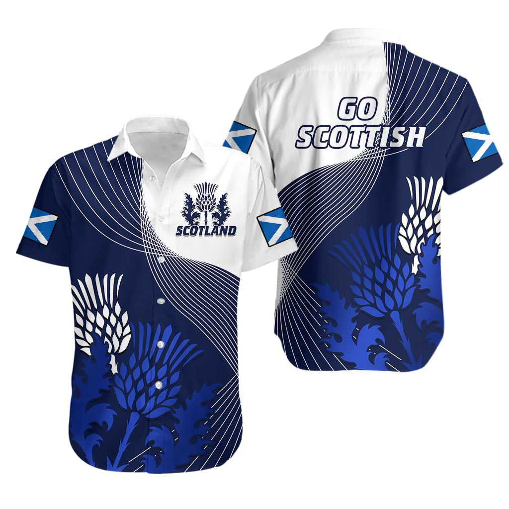 Scotland Rugby Hawaiian Shirt Thistle Unique Go Scottish Blue Version - Vibe Hoodie Shop