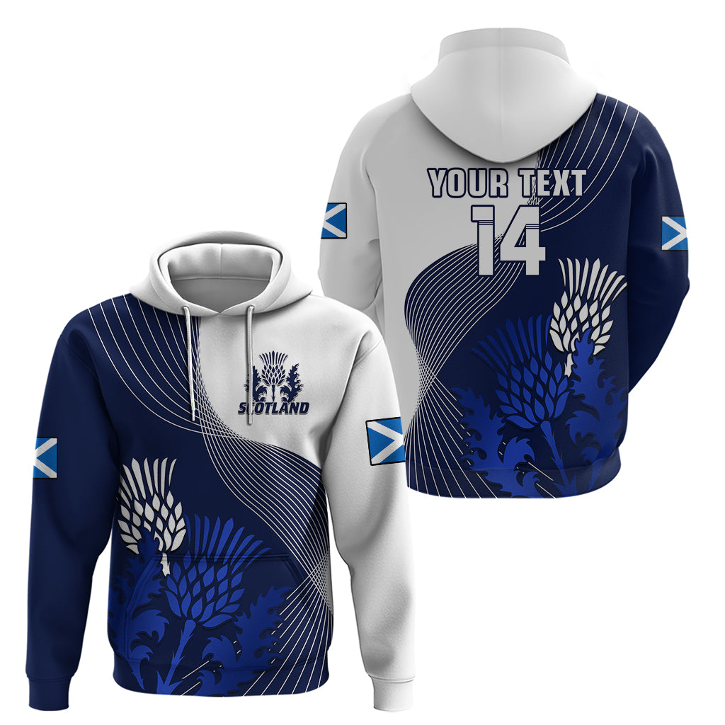 (Custom Text And Number) Scotland Rugby Hoodie Thistle Unique Go Scottish Blue Version - Vibe Hoodie Shop