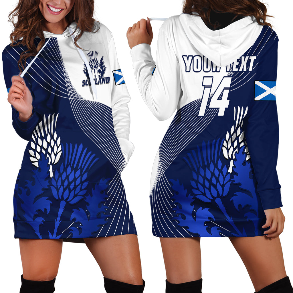 (Custom Text And Number) Scotland Rugby Hoodie Dress Thistle Unique Go Scottish Blue Version - Vibe Hoodie Shop