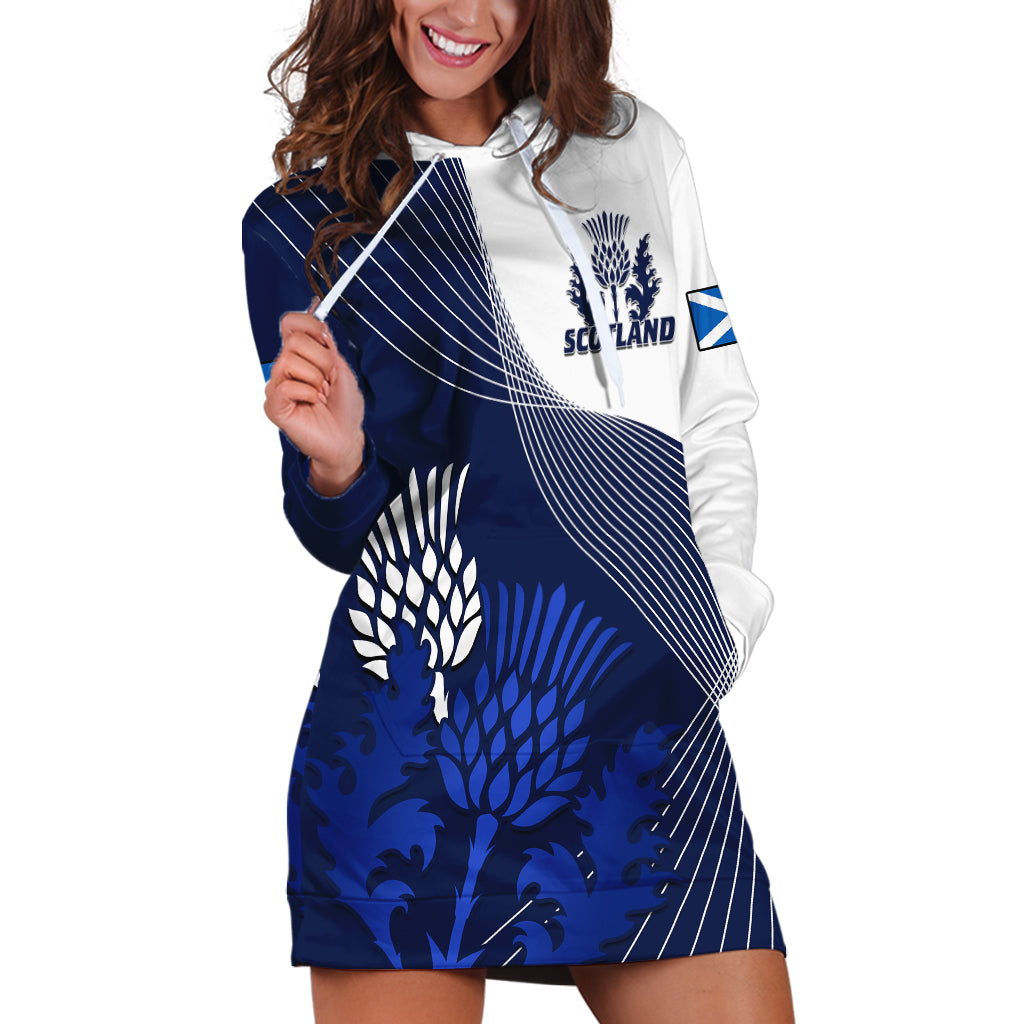 (Custom Text And Number) Scotland Rugby Hoodie Dress Thistle Unique Go Scottish Blue Version - Vibe Hoodie Shop