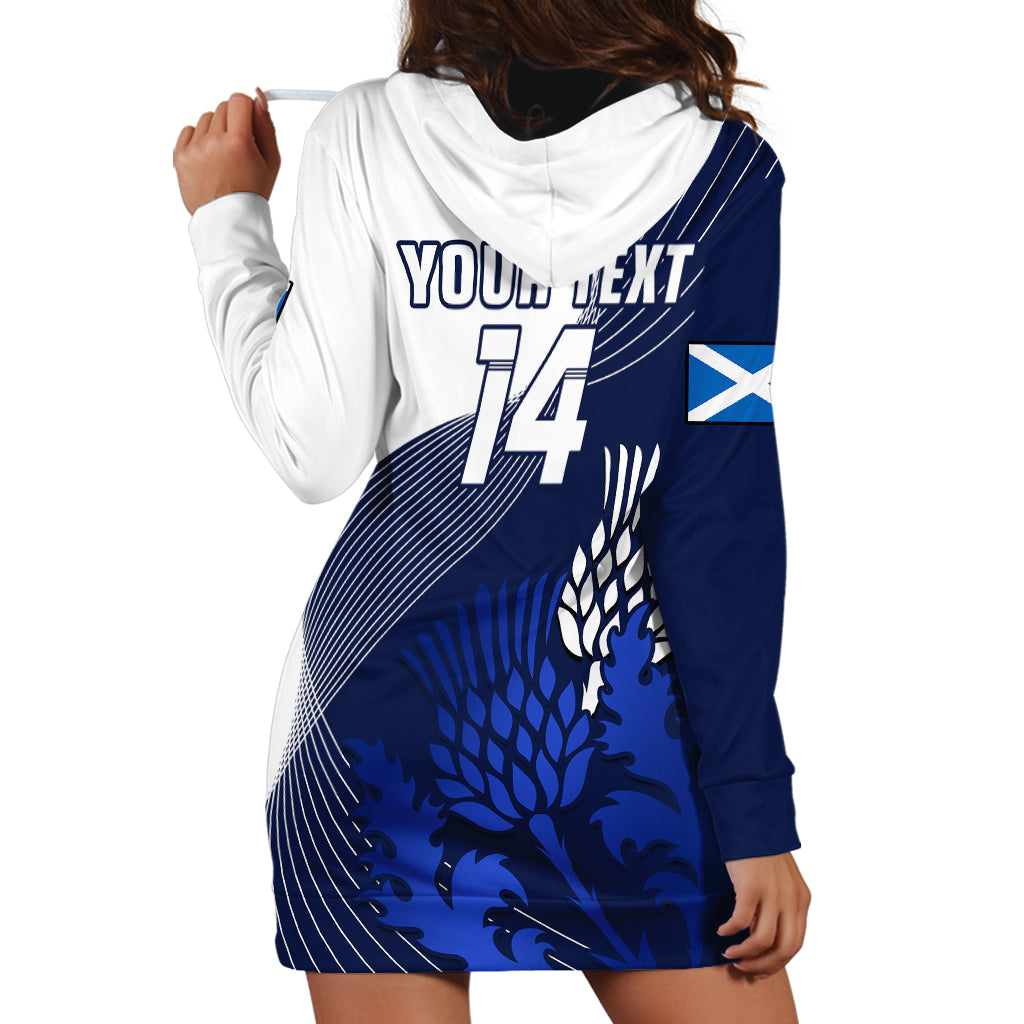 (Custom Text And Number) Scotland Rugby Hoodie Dress Thistle Unique Go Scottish Blue Version - Vibe Hoodie Shop