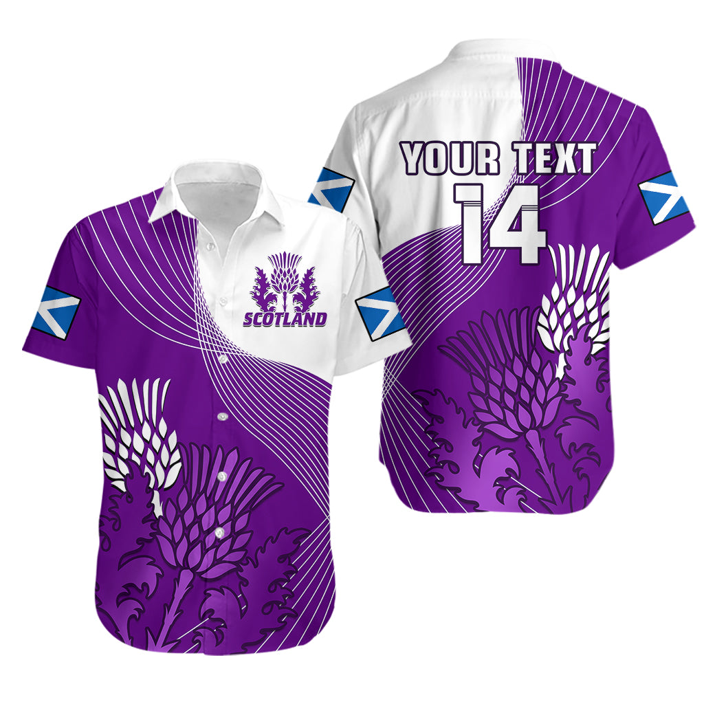 (Custom Text And Number) Scotland Rugby Hawaiian Shirt Thistle Unique Go Scottish Purple Version - Vibe Hoodie Shop