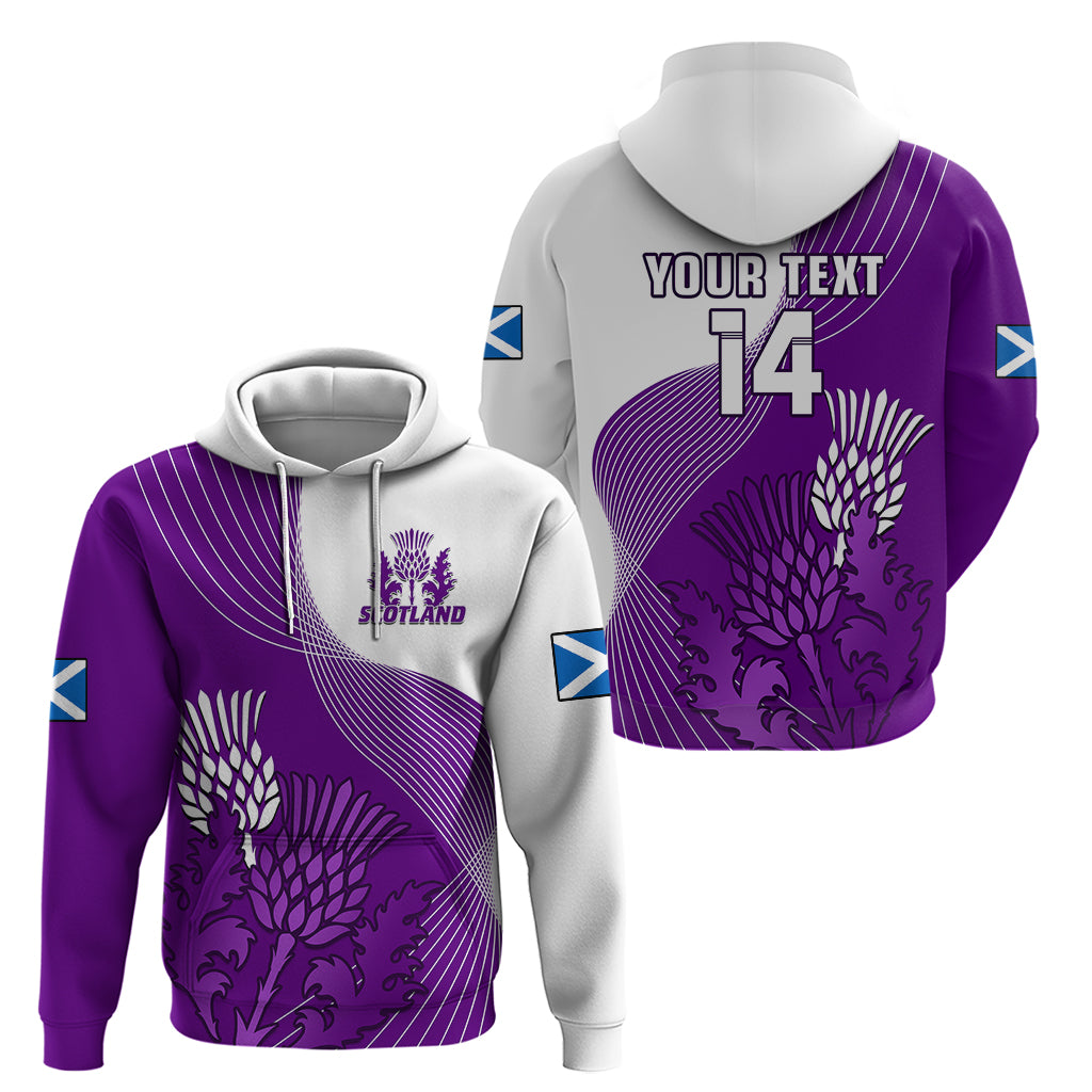 (Custom Text And Number) Scotland Rugby Hoodie Thistle Unique Go Scottish Purple Version - Vibe Hoodie Shop