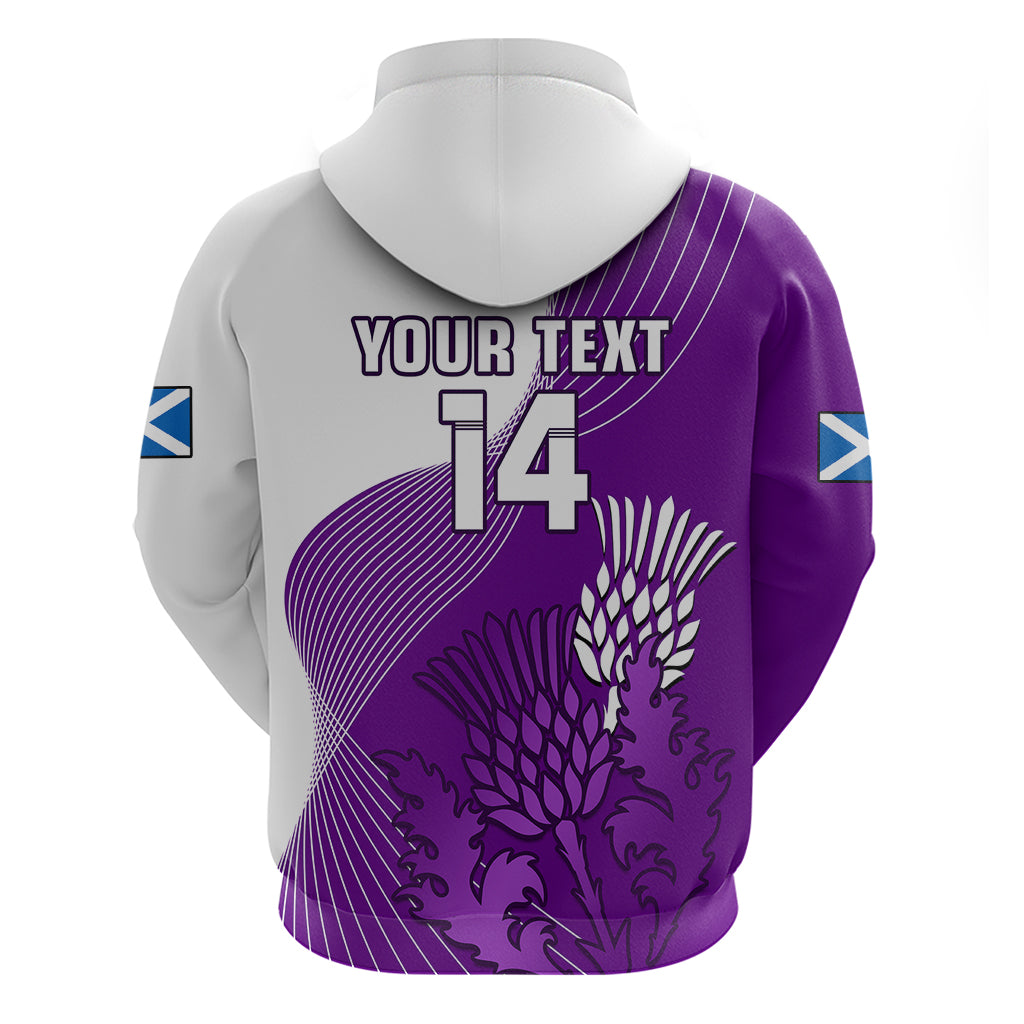 (Custom Text And Number) Scotland Rugby Hoodie Thistle Unique Go Scottish Purple Version - Vibe Hoodie Shop