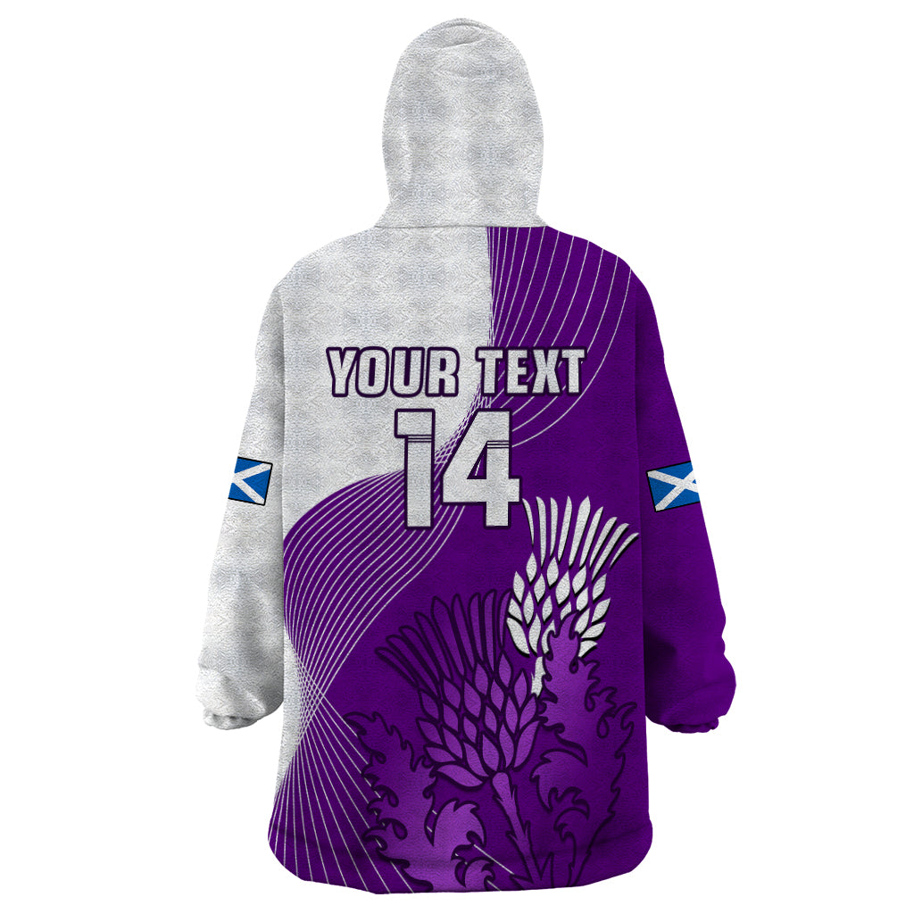 (Custom Text And Number) Scotland Rugby Wearable Blanket Hoodie Thistle Unique Go Scottish Purple Version - Vibe Hoodie Shop