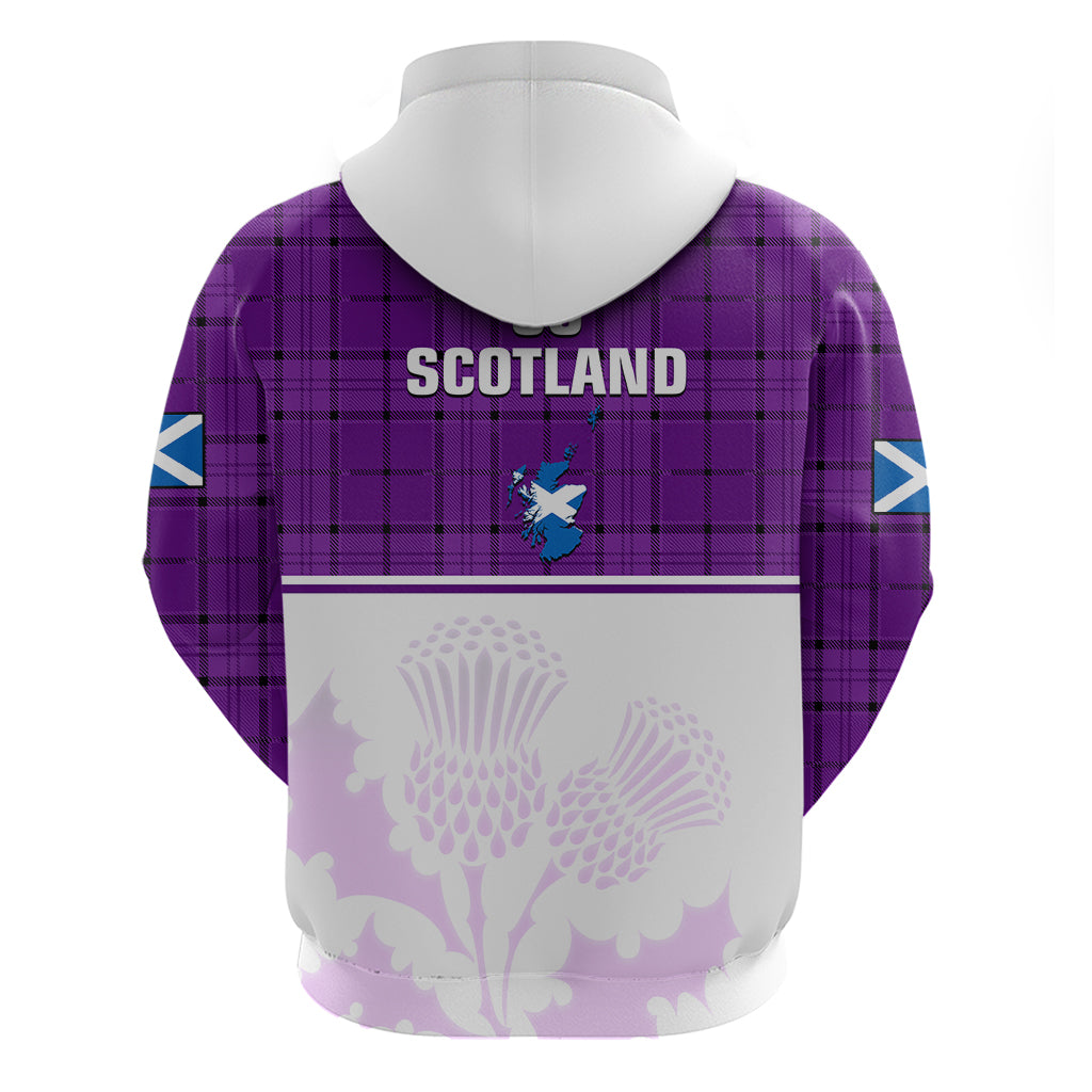 Scotland Rugby Hoodie Thistle Mix Tartan Scottish Map Sporty Version Purple - Vibe Hoodie Shop