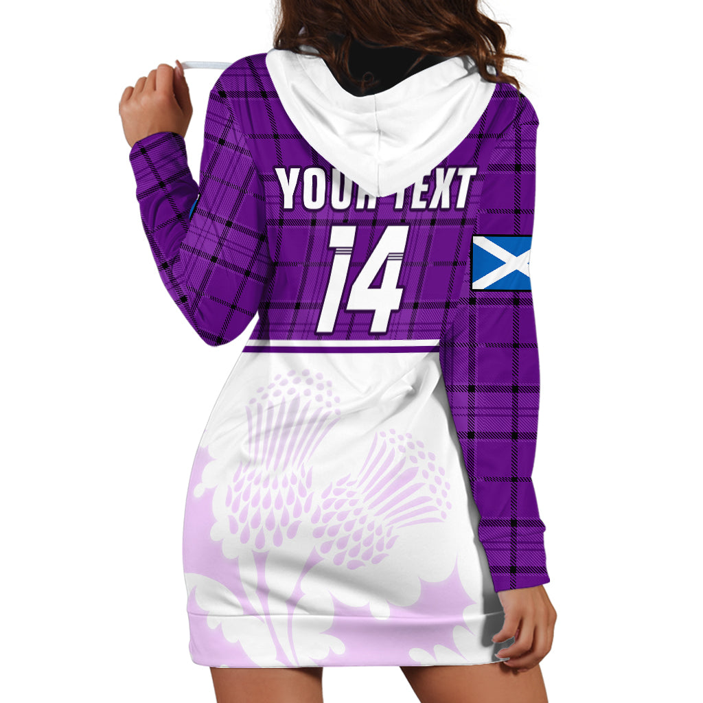 (Custom Text And Number) Scotland Rugby Hoodie Dress Thistle Mix Tartan Scottish Map Sporty Version Purple - Vibe Hoodie Shop