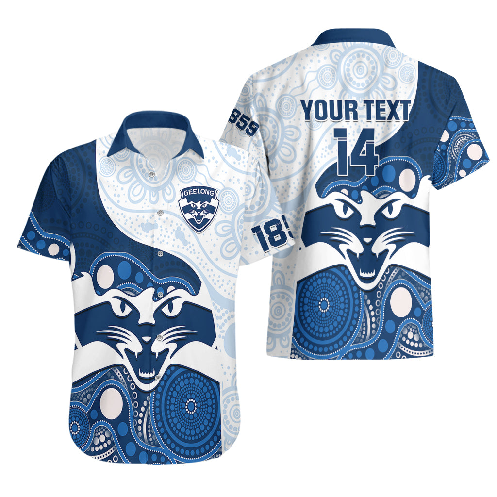 Personalised Geelong Football Hawaiian Shirt Go Cats Indigenous Art - Vibe Hoodie Shop