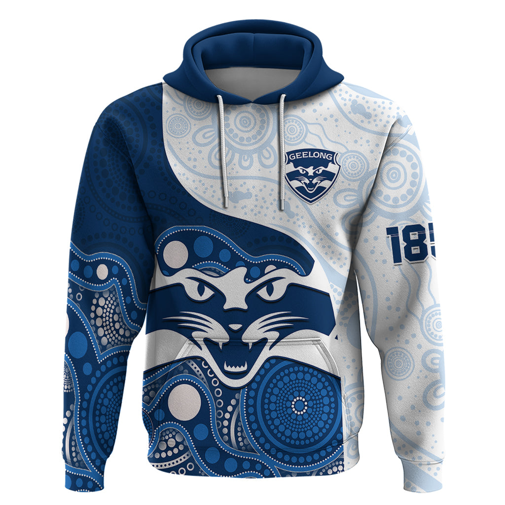 Personalised Geelong Football Hoodie Go Cats Indigenous Art - Vibe Hoodie Shop