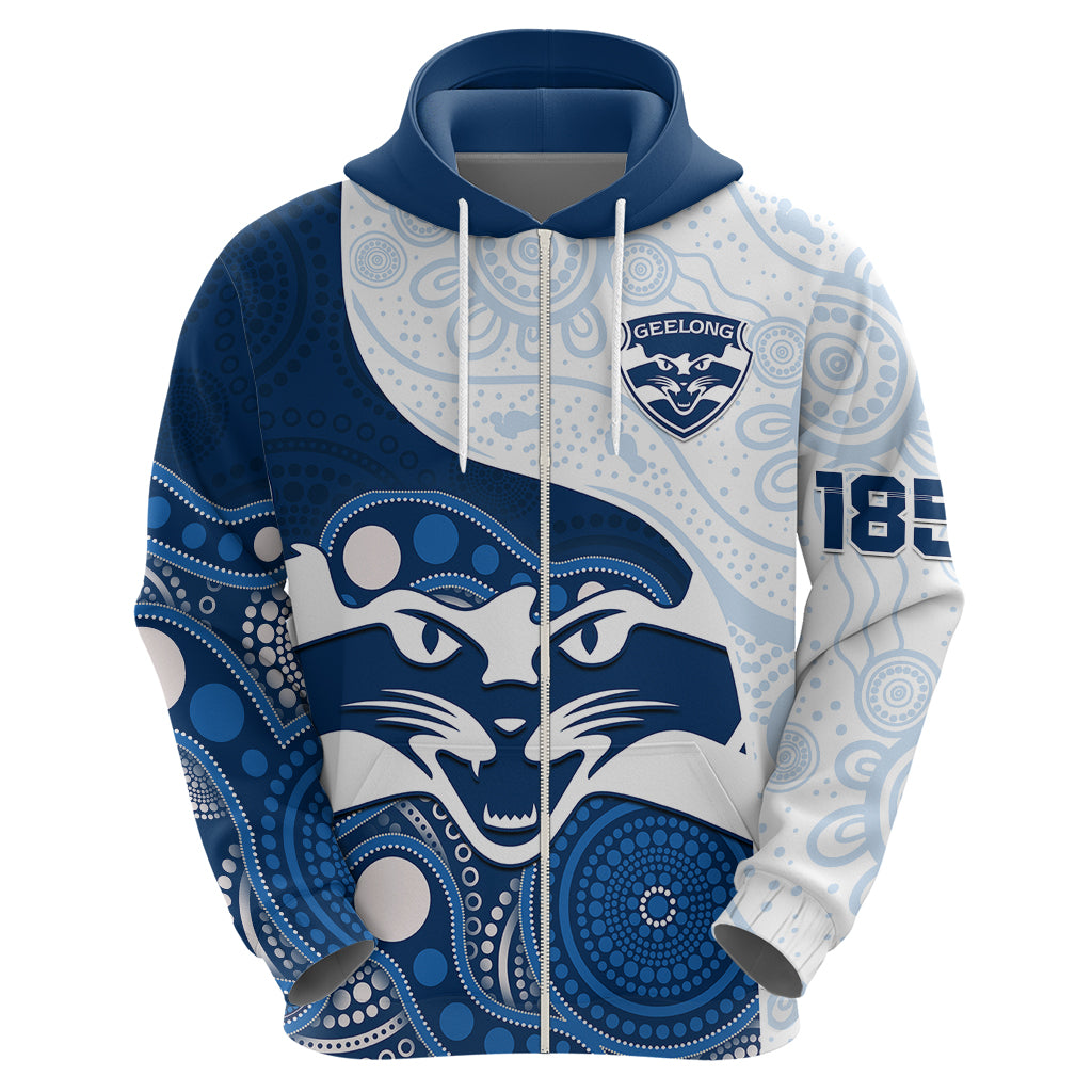 Personalised Geelong Football Hoodie Go Cats Indigenous Art - Vibe Hoodie Shop
