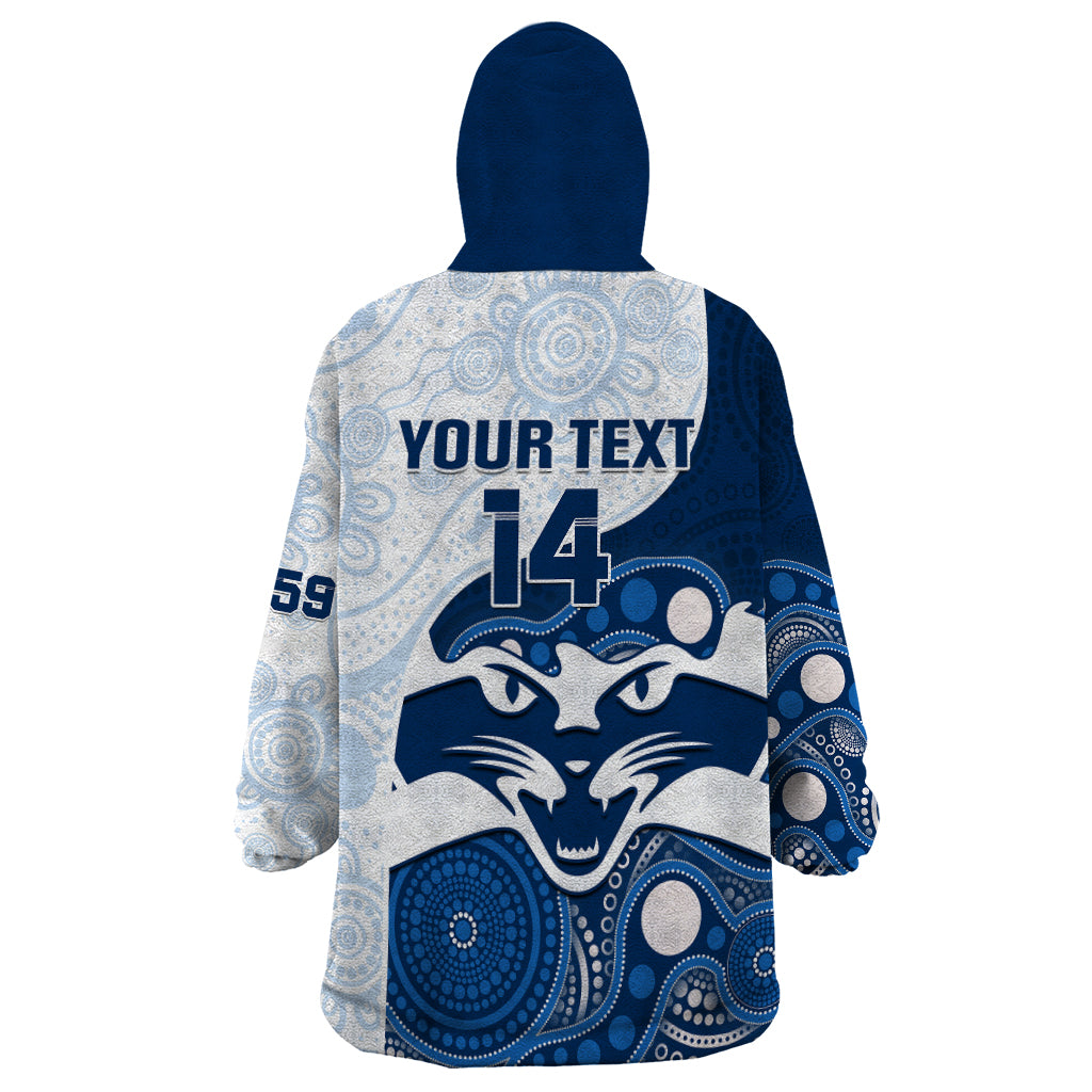 Personalised Geelong Football Wearable Blanket Hoodie Go Cats Indigenous Art - Vibe Hoodie Shop