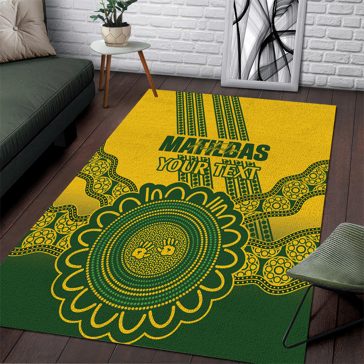 Custom Australia Matildas Area Rug Aussie Aboriginal Gold Version - Vibe Hoodie Shop