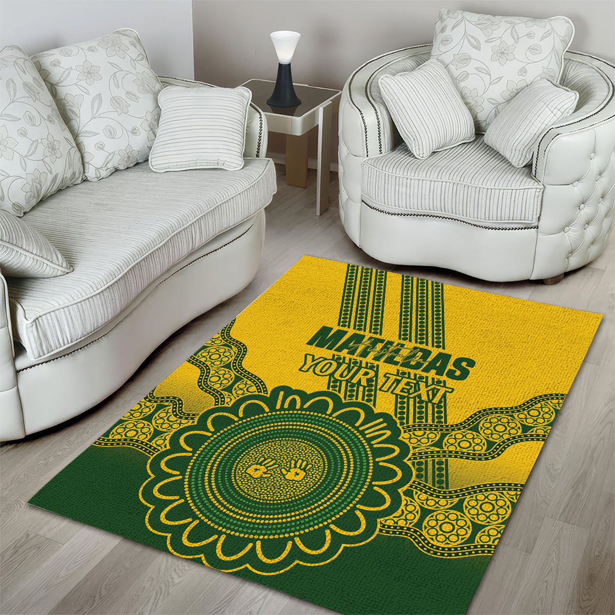 Custom Australia Matildas Area Rug Aussie Aboriginal Gold Version - Vibe Hoodie Shop